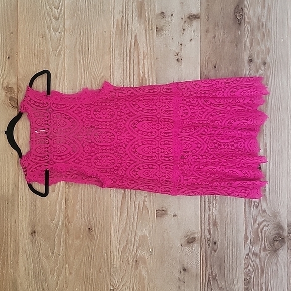 Free People Magenta Lace Mini Dress Size Small - Picture 4 of 4